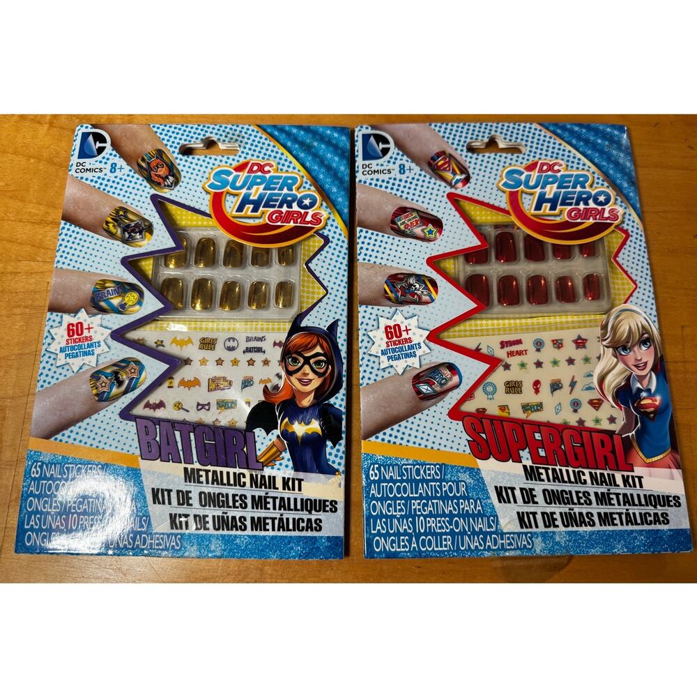 DC Super Hero Girls Batgirl Supergirl Metallic Nail Kits NIP Bat Girl Super Girl